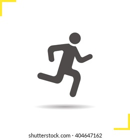 Running man icon. Drop shadow runner silhouette symbol. Vector isolated illustration