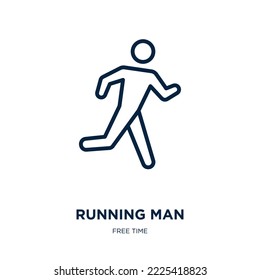 running man icon from free time collection. Thin linear running man, run, speed outline icon isolated on white background. Line vector running man sign, symbol for web and mobile