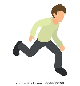 Running man icon isometric vector. Running faceles male character in casual wear. Guy, human, person