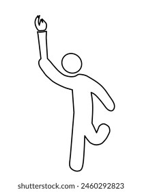Running man icon with olympic torch. icon running olympic Vector. White Background. White isolated. Drawing running man with torch. Grid running icon olympic torch.