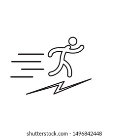 running man icon on electric transport, white background, vector illustration, man with zipper
lightning like transport