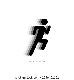 Running man icon. People running vector icon with shadow. Concept Keep Running, isolated on white background in modern simple flat style for web design. Man icon. Vector illustration