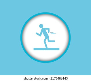 Running man icon, round icon silhouette
