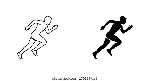 Icono del hombre que corre, símbolo de la silueta del corredor aislado en concepto del deporte y de la aptitud, Vector