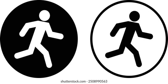 Running man icon set in two styles . Runner icon . Man running fast icon vector