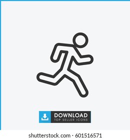 running man icon. simple outline running man vector icon. on white background.