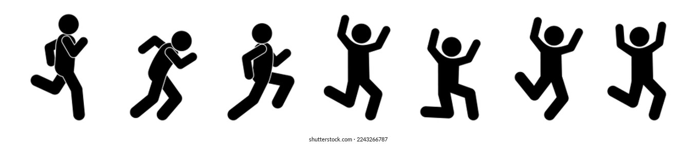 running man icon, stick figure, run illustration