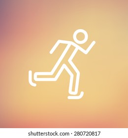 Linha fina de ícone de homem para web e móvel, design plano minimalista moderno. Ícone branco de vetor no plano de fundo da malha de gradiente.