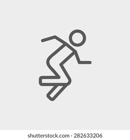 Running Man Icon Thin Line For Web And Mobile, Modern Minimalistic Flat Design. Vector Dark Grey Icon On Light Grey Background.