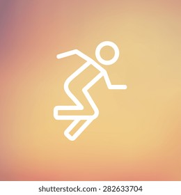 Running Man Icon Thin Line For Web And Mobile, Modern Minimalistic Flat Design. Vector White Icon On Gradient Mesh Background.