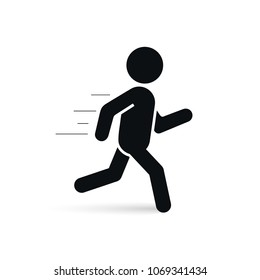 Running man icon, Vector isolated silhouette of running person. Run sign.