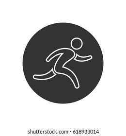 Running man icon, vector isolated round run symbol.