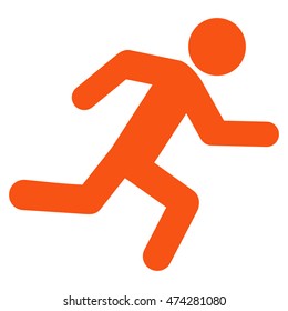 Running Man icon. Vector style is flat iconic symbol with rounded angles, orange color, white background.