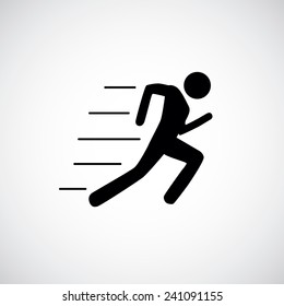 Running man icon white black silhouette