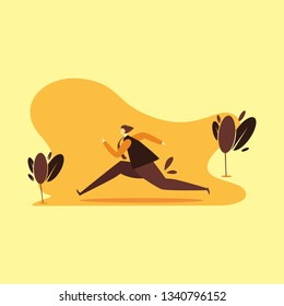 Running Man Illustration with orange background