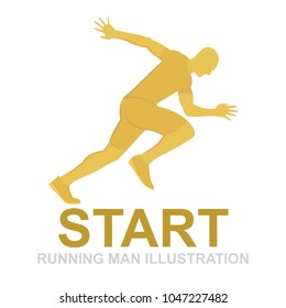 Running man illustration.
Man start run. Start flat style vector.