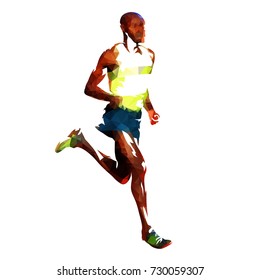 Running man isolated, abstract geometric vector illustration