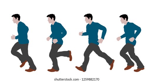 Running man. Isolated on white background. Vector illustration. Flat style.