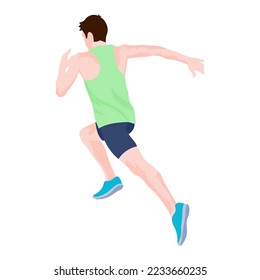 Hombre en ejecución aislado en el vector de ilustración de fondo blanco.