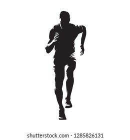 Running Man, Isolated Vector Silhouette. Sprinting Young Athlete. Run