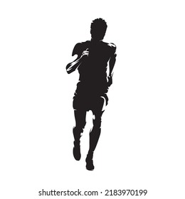 Running man, isolated vector silhouette, front view. Run logo