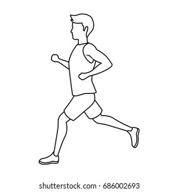 running man in jersey profile side view