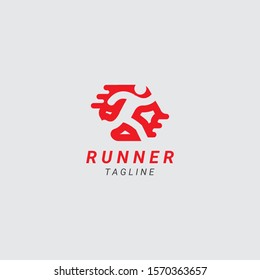 Running man, jogging and marathon logo template design