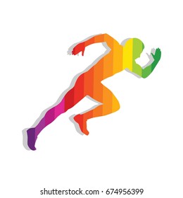 Running man, jogging and marathon logo template design