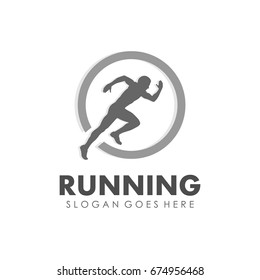 Running Man, Jogging And Marathon Logo Template Design