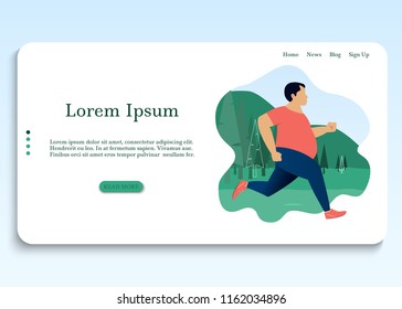 Running man. Man jogging outdoor. Vector illustration in flat style