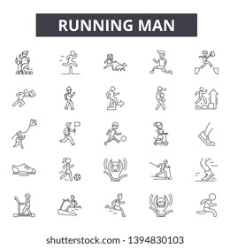 Running man line icon signs.  Linear vector outline illustration set concept.