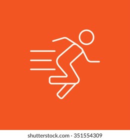 Icono de la línea man para web, móvil e infografía. Icono blanco vector aislado en fondo rojo.