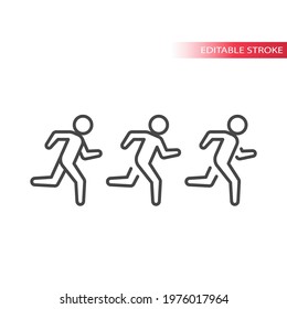 Running man line vector icon. Outline, editable stroke.