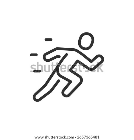 Running man, linear icon. Depicts motion, fitness, and activity. Common for sports, training, urgency or progress. Editable stroke.