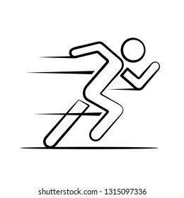 Running man linear icon. Runner, sprinter. Escape. Jogging. Motion contour symbol