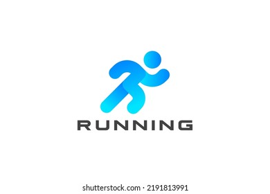 Running Man Logo Abstract Geometric Design vector template. Sport Athletics Delivery Courier Logotype concept icon.