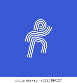 Plantilla vectorial de diseño geométrico abstracto del logotipo del hombre en ejecución. Icono del concepto de atletismo deportivo.
