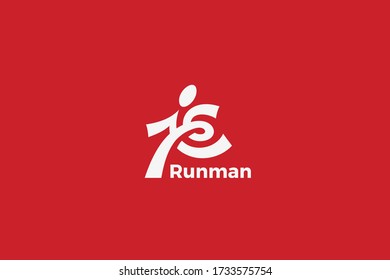 Running Man Logo design abstract character vector template. Sport Fitness Delivery Logotype concept icon.