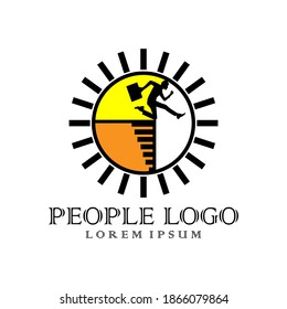 running man logo design concept template