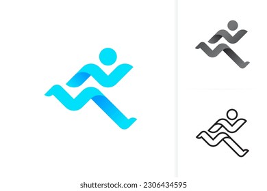 Diseño del logotipo del hombre en ejecución. Ejecutar vector. Deporte. Diseño de logotipo minimalista moderno