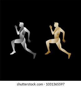 running man logo design vector and icon speed run