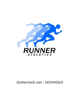 Running man logo design vector symbol, sport and competition concept background.