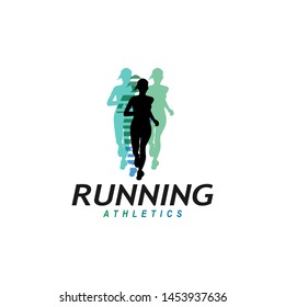 Running man logo design vector symbol, sport and competition concept background.