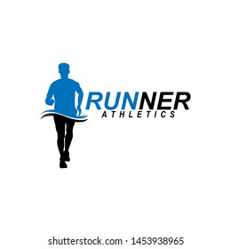 Running man logo design vector symbol, sport and competition concept background.