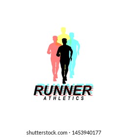 Running man logo design vector symbol, sport and competition concept background.