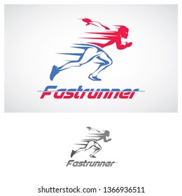 Running man logo or symbol vector, sport event and competition concept design, runner community logo design,etc. - Vector
