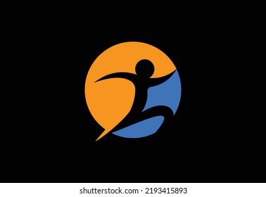 The running Man logo Vector design template
