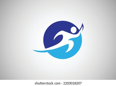 The running Man logo Vector design template