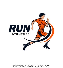 Ilustración del vector con el logotipo del hombre en ejecución