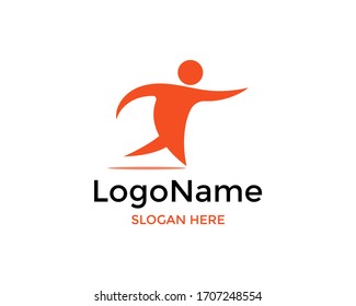 Running man logotype vector. Health sport Care delivery creative logo. Sport run fitness idea icon symbol